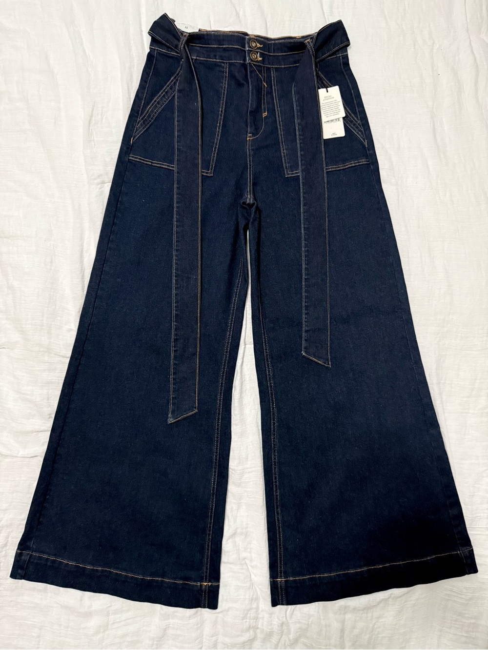 A Loves A High Rise Belted Wide Leg Jeans Dark Wash 32 NWT